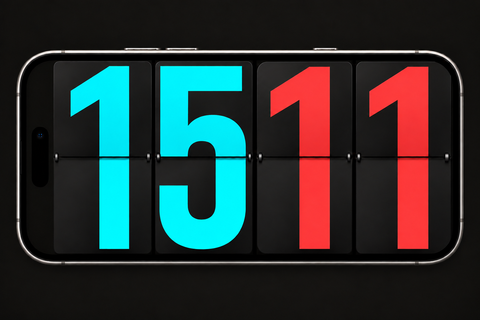 Paired iPhone scoreboard: cyan team 15, red team 11