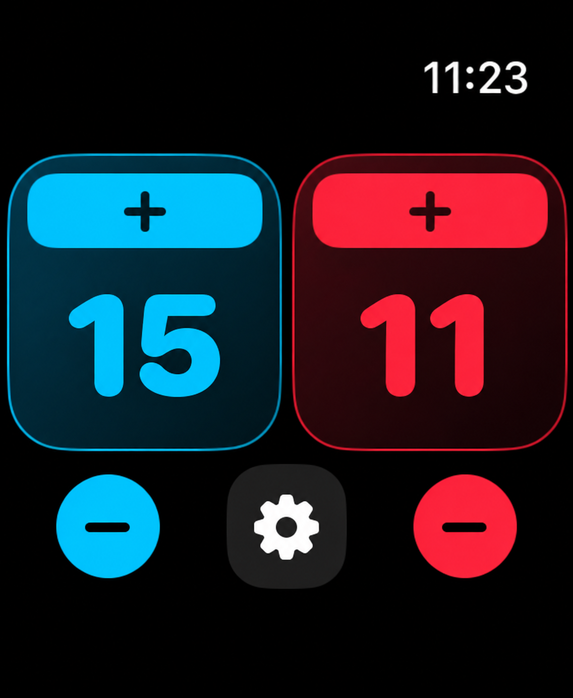 Watch controls: cyan team 15, red team 11
